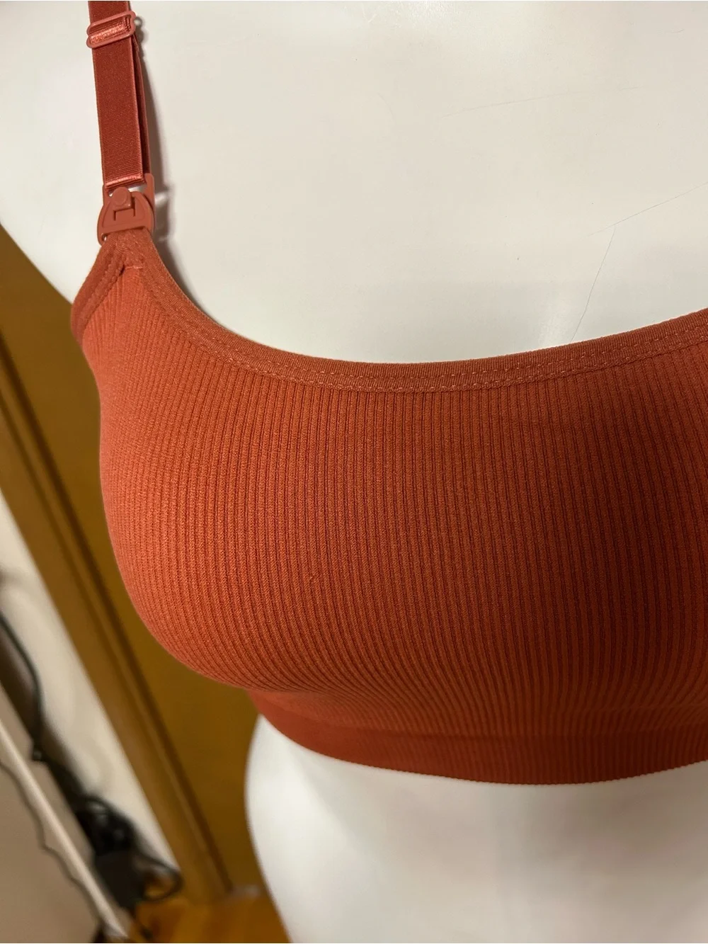 3 pack Ribbed Scoop Neck Wireless Sports Bra — Rust, Black, Brown,